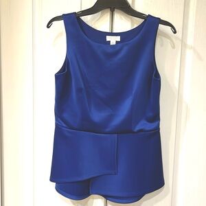 BISOU BISOU Blue Asymmetrical Sleeveless Top Size Small